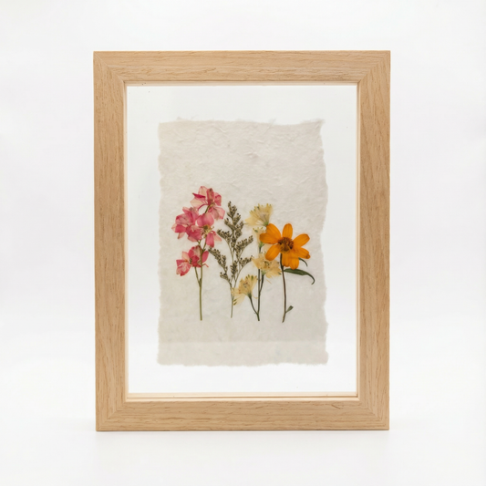 Real Pressed Floral Art - Zinnia w/Paper