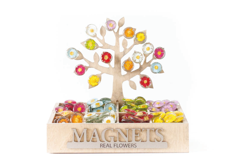 Floral Glass Magnets + Display