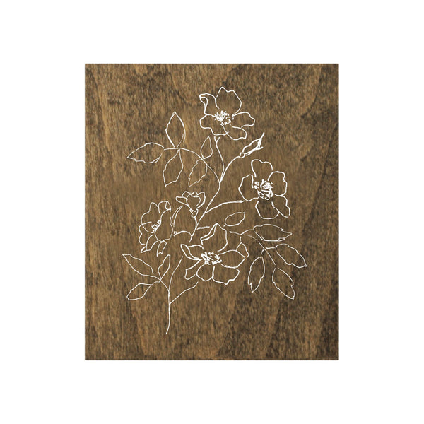 Flower - Brown Wood Tile Magnet