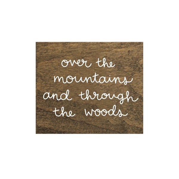 Over The Mountains - Brown Wood Tile Magnet