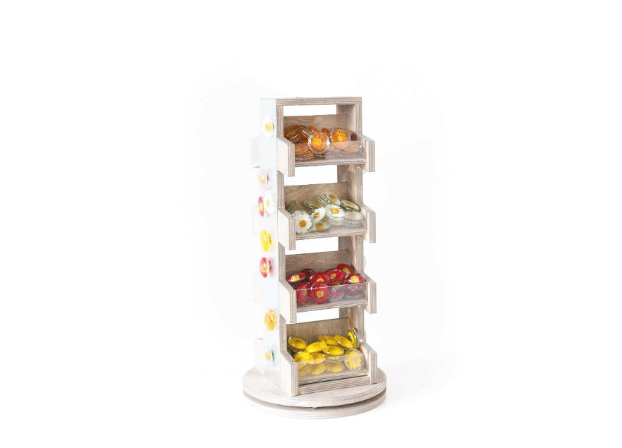 Floral Glass Magnets + Display